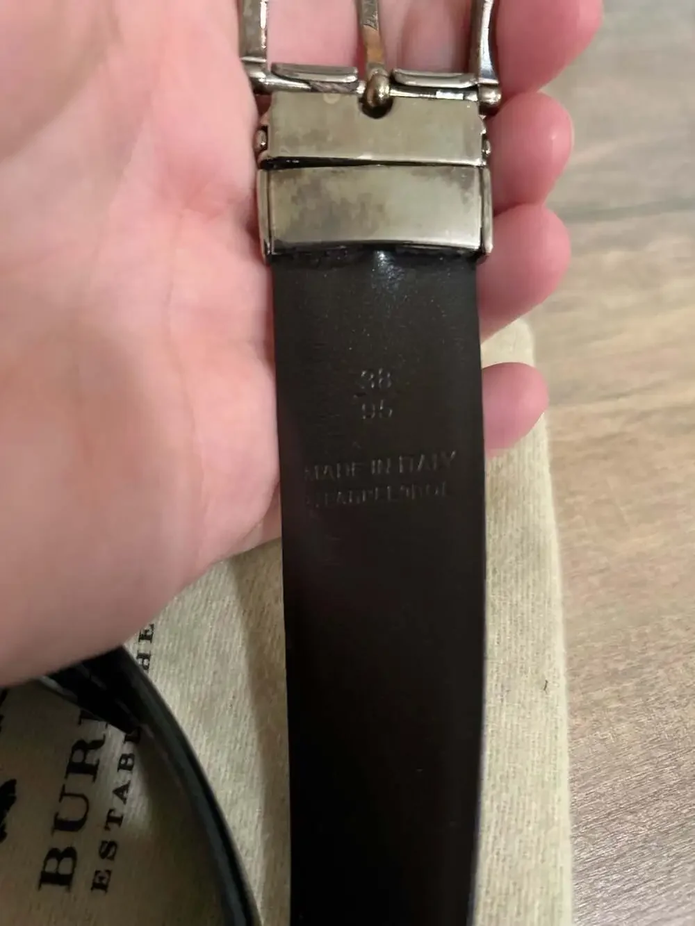 Vintage Burberry Men's Reversible Leather Belt Size 38/95